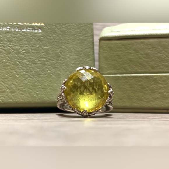 Judith Ripka Jewelry - Designer Judith Ripka Sterling Silver Lemon Quartz & Diamonique Ring, Size 6